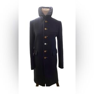 Vintage Tommy Hilfiger Women's Fitted Virgin Wool Military Coat Midnight Blue